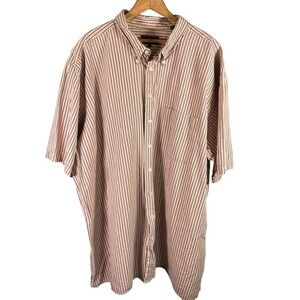 Oak‎ Hill Mens 4XLT Button Down Shirt Striped Red White Short Sleeve Cotton